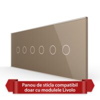 Panou Intrerupator Dublu + Dublu + Dublu cu Touch LIVOLO din Sticla, Standard Italian – 6/7M culoare aurie