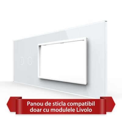 Panou Intrerupator Dublu cu 2 Prize LIVOLO din Sticla, Standard Italian – 6/7M