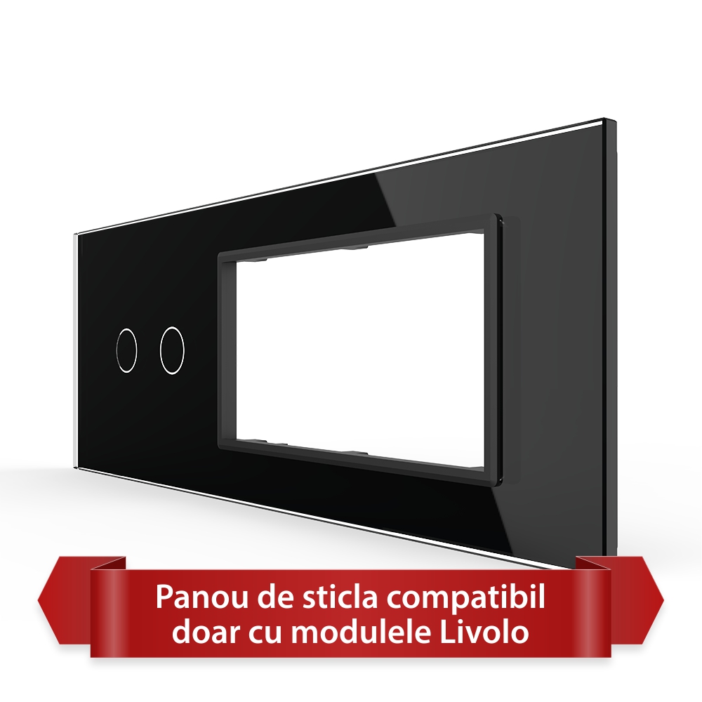 Panou Intrerupator Dublu cu 2 Prize LIVOLO din Sticla, Standard Italian – 6/7M - 4 | YEO