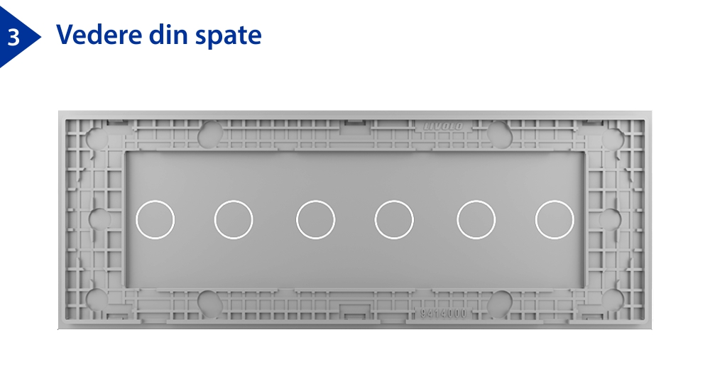 Panou Intrerupator Dublu + Dublu + Dublu cu Touch LIVOLO din Sticla, Standard Italian – 6/7M