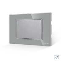 Intrerupator cu Revenire (Sonerie) Mecanic LUXION cu Rama din Sticla, Standard Italian, 3M culoare gri