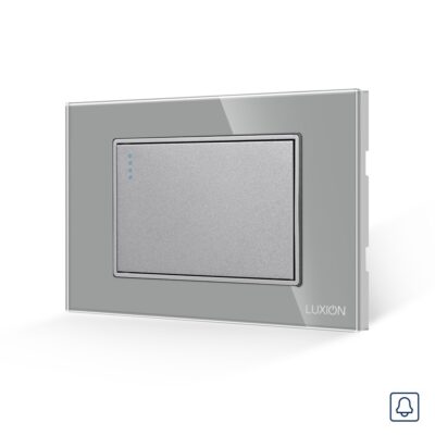 Intrerupator cu Revenire (Sonerie) Mecanic LUXION cu Rama din Sticla, Standard Italian, 3M culoare gri