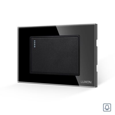 Intrerupator cu Revenire (Sonerie) Mecanic LUXION cu Rama din Sticla, Standard Italian, 3M culoare neagra