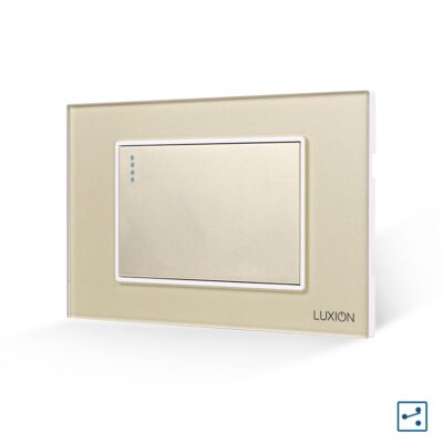 Intrerupator Simplu Cap Scara Mecanic LUXION cu Rama din Sticla, Standard Italian, 3M culoare aurie