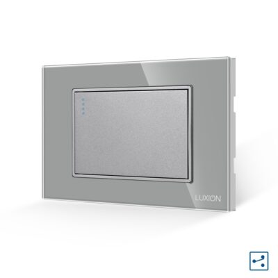 Intrerupator Simplu Cap Scara Mecanic LUXION cu Rama din Sticla, Standard Italian, 3M culoare gri