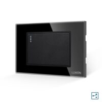 Intrerupator Simplu Cap Scara Mecanic LUXION cu Rama din Sticla, Standard Italian, 3M culoare neagra