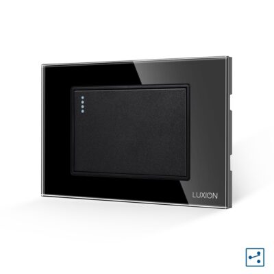Intrerupator Simplu Cap Scara Mecanic LUXION cu Rama din Sticla, Standard Italian, 3M culoare neagra