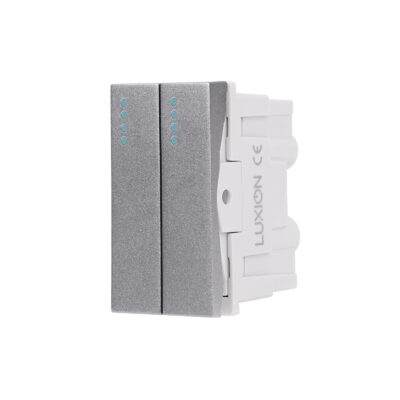 Modul Intrerupator Dublu Mecanic 2M / 1M LUXION, Standard Italian culoare gri