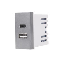 Modul Priza USB A+C 1M LUXION, Standard Italian culoare gri