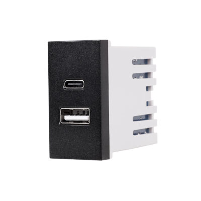 Modul Priza USB A+C 1M LUXION, Standard Italian culoare neagra