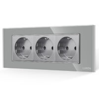 Priza Tripla cu Rama din Sticla LUXION, Standard Italian, 6M culoare gri