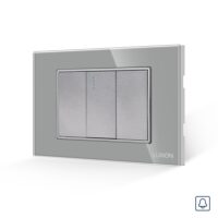 Intrerupator cu Revenire (Sonerie) Mecanic 1M si 2 Taste False LUXION cu Rama din Sticla, Standard Italian, 3M culoare gri