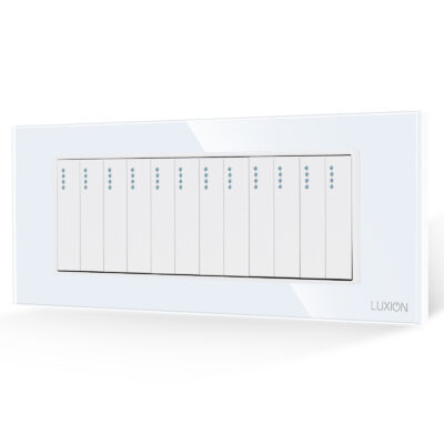 Intrerupator Mecanic 12 Posturi LUXION cu Rama din Sticla, Standard Italian, 6M