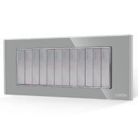 Intrerupator Mecanic 12 Posturi LUXION cu Rama din Sticla, Standard Italian, 6M culoare gri