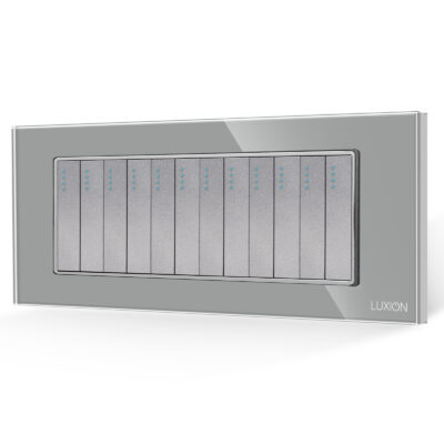 Intrerupator Mecanic 12 Posturi LUXION cu Rama din Sticla, Standard Italian, 6M culoare gri