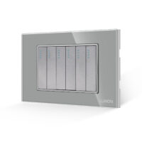 Intrerupator Mecanic 6 Posturi LUXION cu Rama din Sticla, Standard Italian, 3M culoare gri