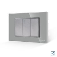 Intrerupator Simplu Cap Scara Mecanic 1M si 2 Taste False LUXION cu Rama din Sticla, Standard Italian, 3M culoare gri