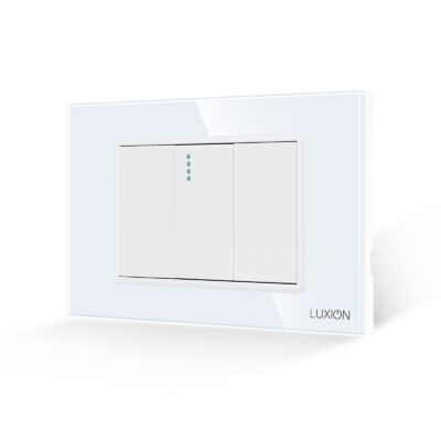 Intrerupator Simplu Mecanic 1M si 2 Taste False LUXION cu Rama din Sticla, Standard Italian, 3M