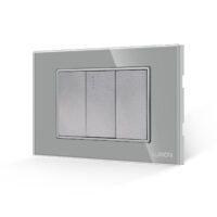Intrerupator Simplu Mecanic 1M si 2 Taste False LUXION cu Rama din Sticla, Standard Italian, 3M culoare gri