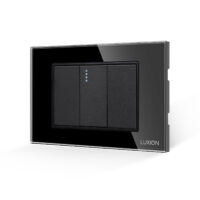 Intrerupator Simplu Mecanic 1M si 2 Taste False LUXION cu Rama din Sticla, Standard Italian, 3M culoare neagra