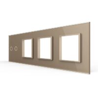 Panou Intrerupator Dublu + 3 Prize LIVOLO din Sticla, Standard German culoare aurie