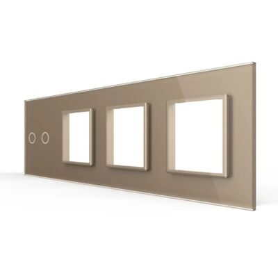 Panou Intrerupator Dublu + 3 Prize LIVOLO din Sticla, Standard German culoare aurie