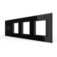 Panou Intrerupator Dublu + 3 Prize LIVOLO din Sticla, Standard German culoare neagra
