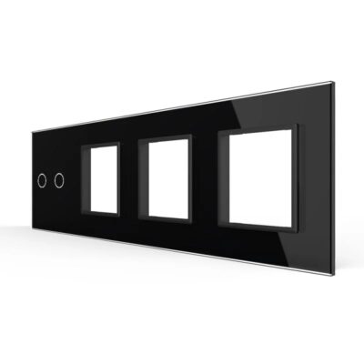 Panou Intrerupator Dublu + 3 Prize LIVOLO din Sticla, Standard German culoare neagra