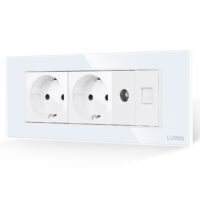 Priza Dubla Schuko + TV + Internet cu Rama din Sticla LUXION, Standard Italian, 6M