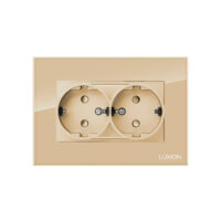 Priza Dubla cu Rama din Sticla LUXION Pentru Doza Simpla culoare aurie