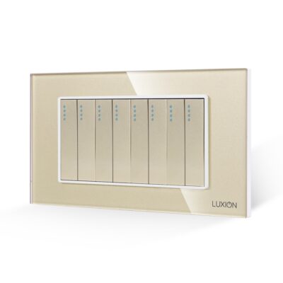 Intrerupator Mecanic 8 Posturi LUXION cu Rama din Sticla, Standard Italian, 4M culoare aurie