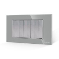 Intrerupator Mecanic 8 Posturi LUXION cu Rama din Sticla, Standard Italian, 4M culoare gri