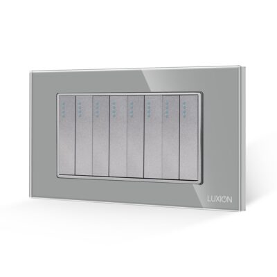 Intrerupator Mecanic 8 Posturi LUXION cu Rama din Sticla, Standard Italian, 4M culoare gri