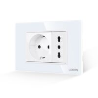 Priza Schuko + Universala Italiana cu Rama din Sticla LUXION, Standard Italian, 3M