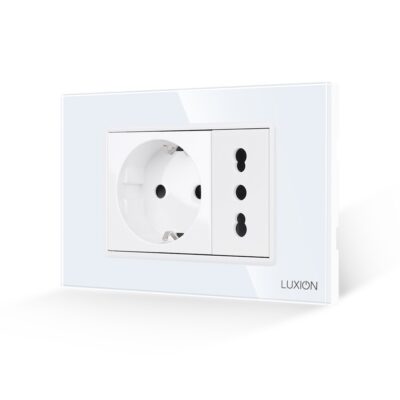Priza Schuko + Universala Italiana cu Rama din Sticla LUXION, Standard Italian, 3M