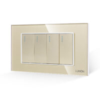 Intrerupator Cvadruplu Mecanic LUXION cu Rama din Sticla, Standard Italian, 4M culoare aurie