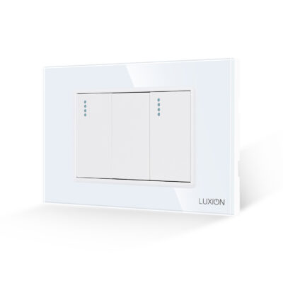 Intrerupator Dublu Mecanic LUXION cu Rama din Sticla, Standard Italian, 3M