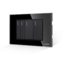 Intrerupator Mecanic 4 Posturi LUXION cu Rama din Sticla, Standard Italian, 3M culoare neagra