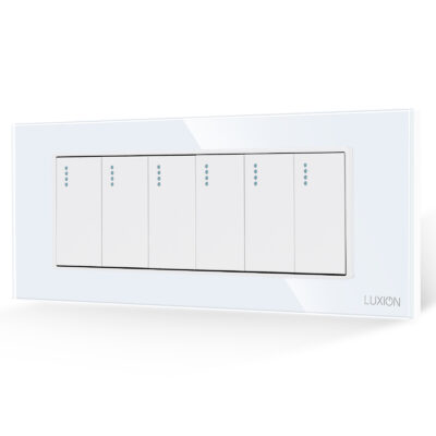Intrerupator Mecanic 6 Posturi LUXION cu Rama din Sticla, Standard Italian, 6M