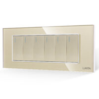 Intrerupator Mecanic 6 Posturi LUXION cu Rama din Sticla, Standard Italian, 6M culoare aurie