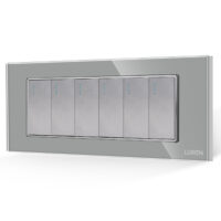 Intrerupator Mecanic 6 Posturi LUXION cu Rama din Sticla, Standard Italian, 6M culoare gri