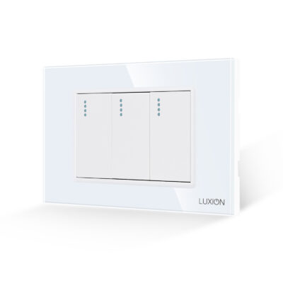 Intrerupator Triplu Mecanic LUXION cu Rama din Sticla, Standard Italian, 3M