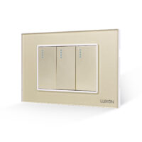 Intrerupator Triplu Mecanic LUXION cu Rama din Sticla, Standard Italian, 3M culoare aurie