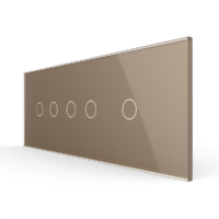 Panou Intrerupator Dublu + Dublu + Simplu cu Touch LIVOLO din Sticla, Standard Italian – 6/7M culoare aurie