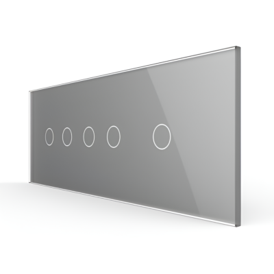 Panou Intrerupator Dublu + Dublu + Simplu cu Touch LIVOLO din Sticla, Standard Italian – 6/7M culoare gri