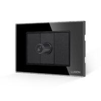 Comutator Pentru Ventilator 1M si 2 Taste False LUXION cu Rama din Sticla, Standard Italian, 3M culoare neagra