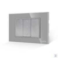 Intrerupator Jaluzele Mecanic 1M si 2 Taste False LUXION cu Rama din Sticla, Standard Italian, 3M culoare gri