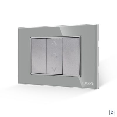 Intrerupator Jaluzele Mecanic 1M si 2 Taste False LUXION cu Rama din Sticla, Standard Italian, 3M culoare gri