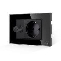 Intrerupator Mecanic cu Variator + Priza cu Rama din Sticla LUXION, Standard Italian, 3M culoare neagra