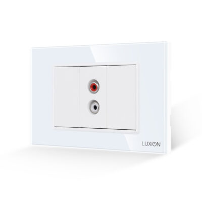 Priza Audio 1M + 2 Taste False LUXION cu Rama din Sticla, Standard Italian, 3M